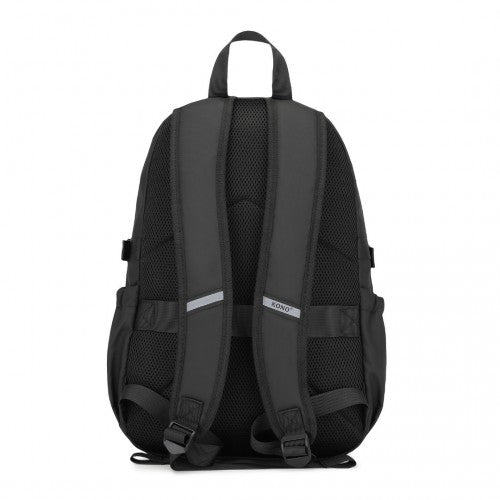 Kono PVC Coated Urban Water-Resistant Backpack with Reflective Safety Straps and Multi-Compartment Design - Black