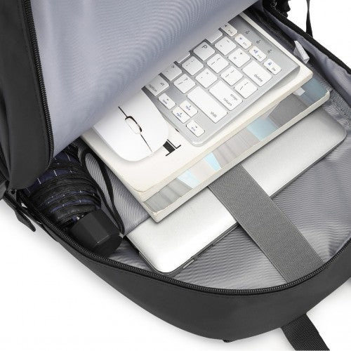 Kono PVC Coated Urban Water-Resistant Backpack with Reflective Safety Straps and Multi-Compartment Design - Black