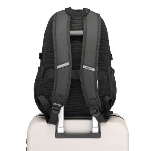 Kono PVC Coated Urban Water-Resistant Backpack with Reflective Safety Straps and Multi-Compartment Design - Black