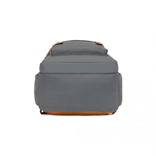 Kono PVC Coated Urban Water-Resistant Backpack with Reflective Safety Straps and Multi-Compartment Design - Grey/Brown