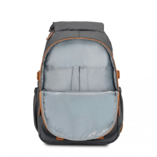 Kono PVC Coated Urban Water-Resistant Backpack with Reflective Safety Straps and Multi-Compartment Design - Grey/Brown