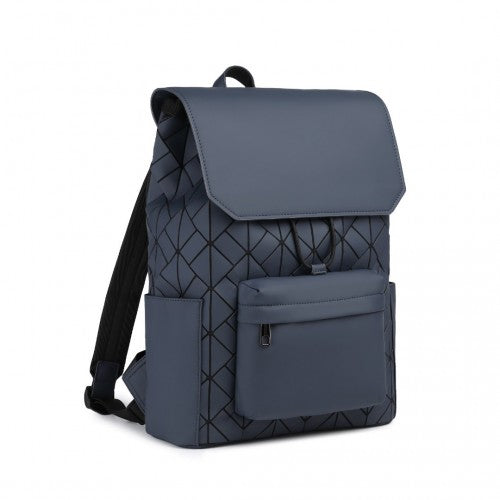 Kono Water-Resistant Urban Geometric Backpack with Laptop Compartment - Blue