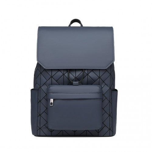 Kono Water-Resistant Urban Geometric Backpack with Laptop Compartment - Blue
