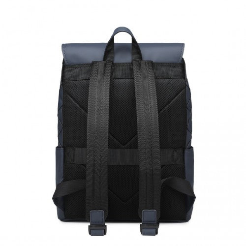 Kono Water-Resistant Urban Geometric Backpack with Laptop Compartment - Blue