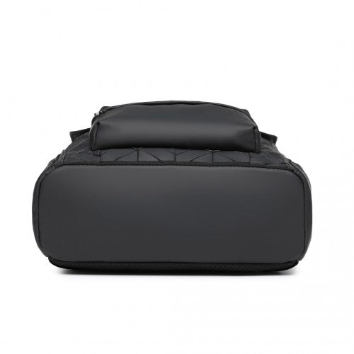 Kono Water-Resistant Urban Geometric Backpack with Laptop Compartment - Black