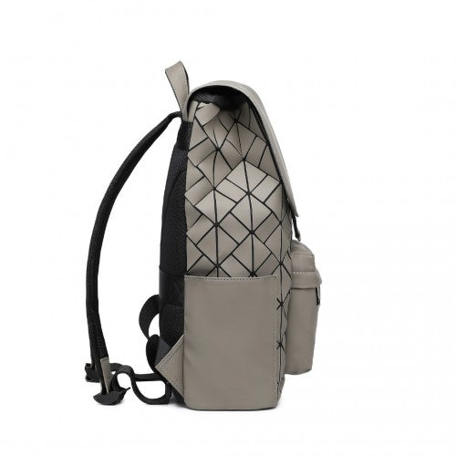 Kono Water-Resistant Urban Geometric Backpack with Laptop Compartment - Grey