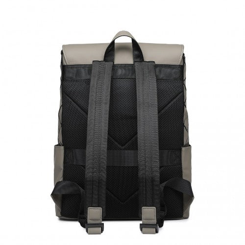 Kono Water-Resistant Urban Geometric Backpack with Laptop Compartment - Grey