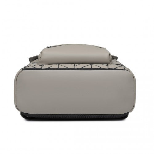 Kono Water-Resistant Urban Geometric Backpack with Laptop Compartment - Grey