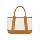 Miss Lulu Elegant PVC Leather Tote Bag with Monogram Pattern Convertible Shoulder Strap Top Handle Women's Handbag - Beige