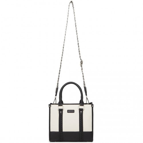 Miss Lulu PU Leather Graceful Spacious Tote Bag with Woven Trim and Detachable Ethnic Strap