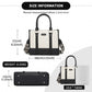 Miss Lulu PU Leather Graceful Spacious Tote Bag with Woven Trim and Detachable Ethnic Strap