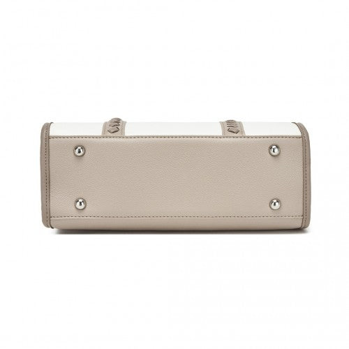 Miss Lulu PU Leather Graceful Spacious Tote Bag with Woven Trim and Detachable Ethnic Strap