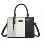 Miss Lulu PU Leather Three-Tone Stitched Shoulder Handbag - Stylish Daily Bag with Adjustable Strap