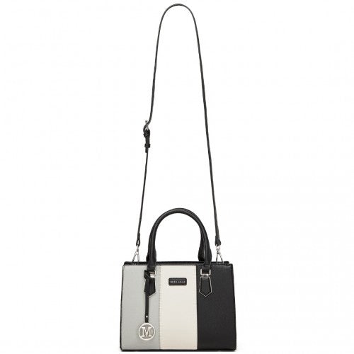 Miss Lulu PU Leather Three-Tone Stitched Shoulder Handbag - Stylish Daily Bag with Adjustable Strap