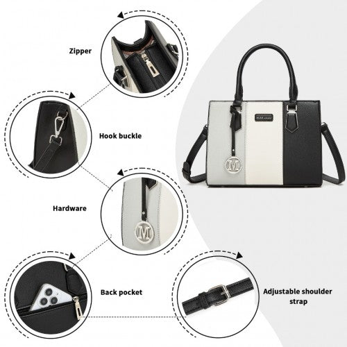 Miss Lulu PU Leather Three-Tone Stitched Shoulder Handbag - Stylish Daily Bag with Adjustable Strap