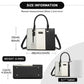 Miss Lulu PU Leather Three-Tone Stitched Shoulder Handbag - Stylish Daily Bag with Adjustable Strap