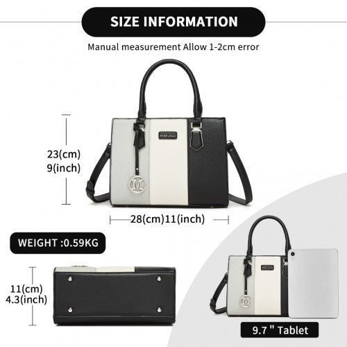 Miss Lulu PU Leather Three-Tone Stitched Shoulder Handbag - Stylish Daily Bag with Adjustable Strap