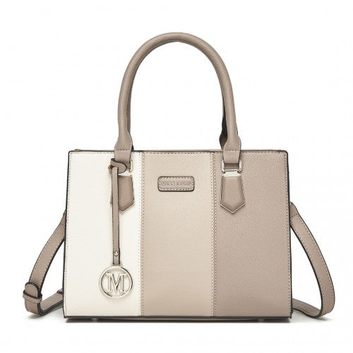 Miss Lulu PU Leather Three-Tone Stitched Shoulder Handbag - Stylish Daily Bag with Adjustable Strap
