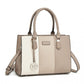 Miss Lulu PU Leather Three-Tone Stitched Shoulder Handbag - Stylish Daily Bag with Adjustable Strap