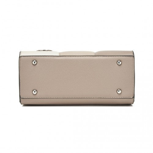 Miss Lulu PU Leather Three-Tone Stitched Shoulder Handbag - Stylish Daily Bag with Adjustable Strap