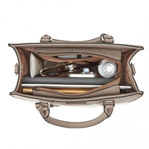 Miss Lulu PU Leather Three-Tone Stitched Shoulder Handbag - Stylish Daily Bag with Adjustable Strap