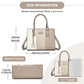 Miss Lulu PU Leather Three-Tone Stitched Shoulder Handbag - Stylish Daily Bag with Adjustable Strap