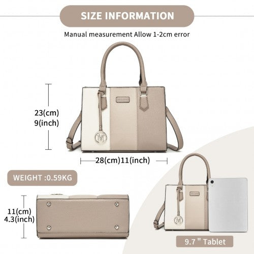 Miss Lulu PU Leather Three-Tone Stitched Shoulder Handbag - Stylish Daily Bag with Adjustable Strap