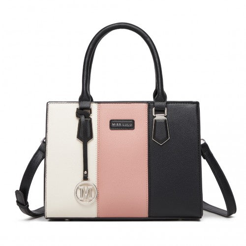 Miss Lulu PU Leather Three-Tone Stitched Shoulder Handbag - Stylish Daily Bag with Adjustable Strap