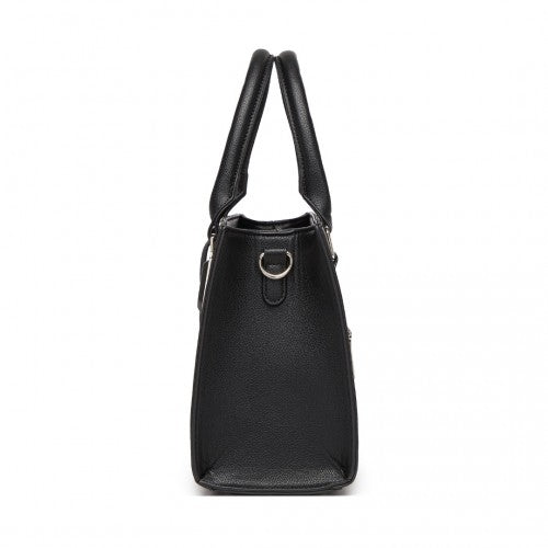 Miss Lulu PU Leather Three-Tone Stitched Shoulder Handbag - Stylish Daily Bag with Adjustable Strap