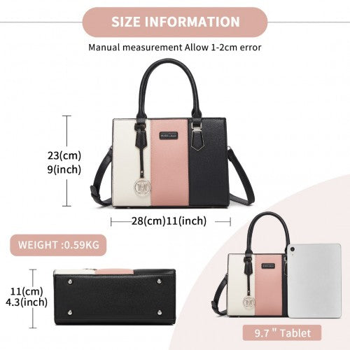 Miss Lulu PU Leather Three-Tone Stitched Shoulder Handbag - Stylish Daily Bag with Adjustable Strap