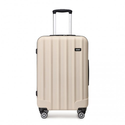 Kono 28 Inch Striped ABS Hard Shell Luggage With 360-Degree Spinner Wheels - Beige