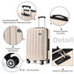 Kono 28 Inch Striped ABS Hard Shell Luggage With 360-Degree Spinner Wheels - Beige