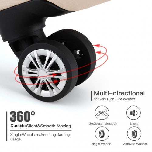 Kono 28 Inch Striped ABS Hard Shell Luggage With 360-Degree Spinner Wheels - Beige