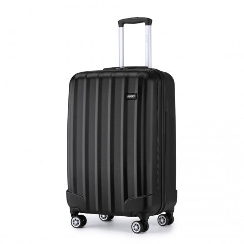 Kono 19 Inch Cabin Size ABS Hard Shell Luggage With Vertical Stripes - Ideal For Carry-On - Black