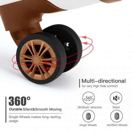 Kono 19 Inch Cabin Size ABS Hard Shell Luggage With Vertical Stripes - Ideal For Carry-On - Cream