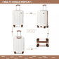 Kono 19 Inch Cabin Size ABS Hard Shell Luggage With Vertical Stripes - Ideal For Carry-On - Cream