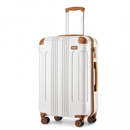 Kono 28 Inch ABS Lightweight Compact Hard Shell Travel Luggage For Extended Journeys - Cream