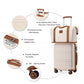 Kono Abs 4 Wheel Suitcase Set with Vanity Case, Weekend Bag and Toiletry Bag - Beige/Brown