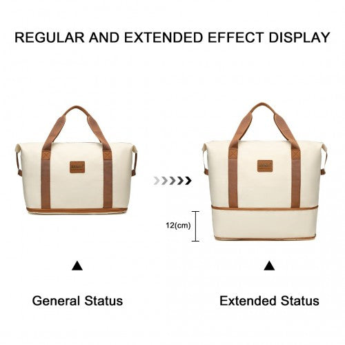 Kono Abs 4 Wheel Suitcase Set with Vanity Case, Weekend Bag and Toiletry Bag - Beige/Brown