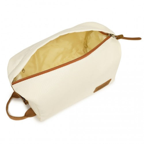 Kono 6 Piece ABS Suitcase Set With 4 Wheel design including Vanity Case Weekend Bag and Toiletry Bag – Cream