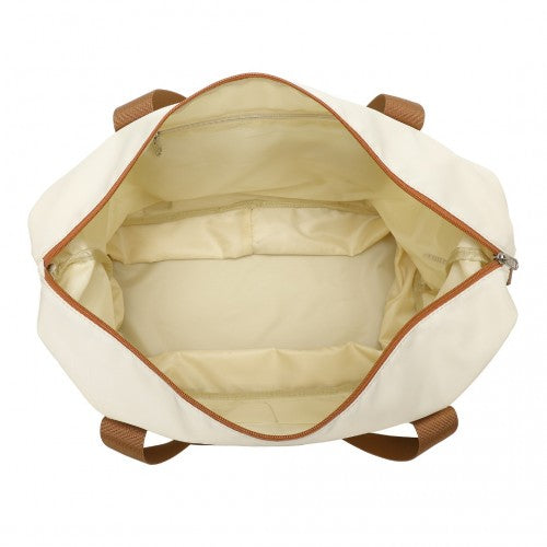 Kono 6 Piece ABS Suitcase Set With 4 Wheel design including Vanity Case Weekend Bag and Toiletry Bag – Cream