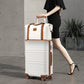 Kono 6 Piece ABS Suitcase Set With 4 Wheel design including Vanity Case Weekend Bag and Toiletry Bag – Cream