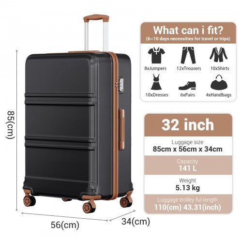 Kono ABS+PC 32 Inch Extra-Large Suitcase, Sculpted Horizontal Design, Hard-Shell Wheeled Luggage with Telescopic Handle