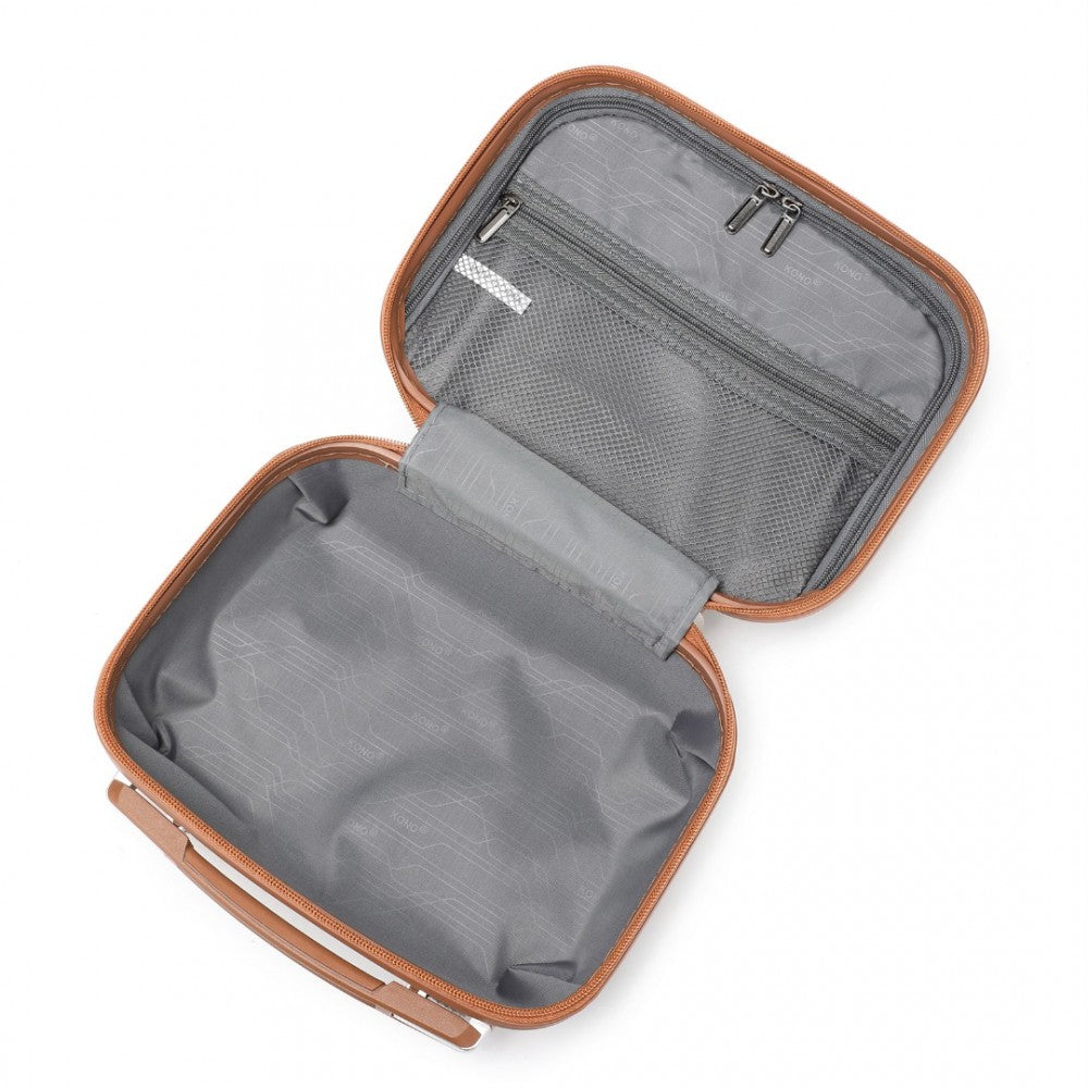 Kono Abs 4 Wheel Suitcase Set With Vanity Case - Cream