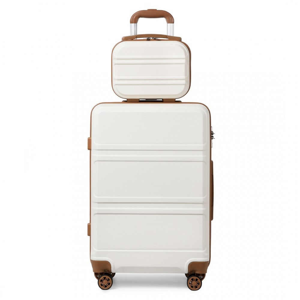 Kono Abs 4 Wheel Suitcase Set With Vanity Case - Cream