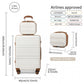 Kono Abs 4 Wheel Suitcase Set With Vanity Case - Cream