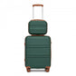 Kono ABS 4 Wheel Suitcase Set With Vanity Case - Green / Brown
