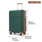 Kono ABS 24 Inch Sculpted Horizontal Design Suitcase - Green / Brown