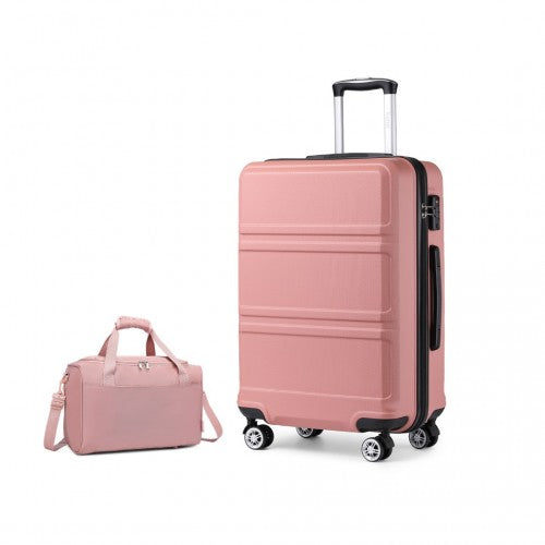 Kono Abs 28 Inch Sculpted Horizontal Design 2 Piece Suitcase Set With Cabin Bag - Nude