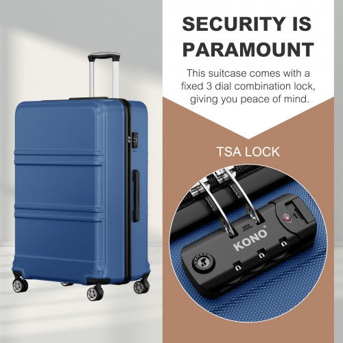 Kono ABS+PC 32 Inch Extra-Large Suitcase, Sculpted Horizontal Design, Hard-Shell Wheeled Luggage with Telescopic Handle